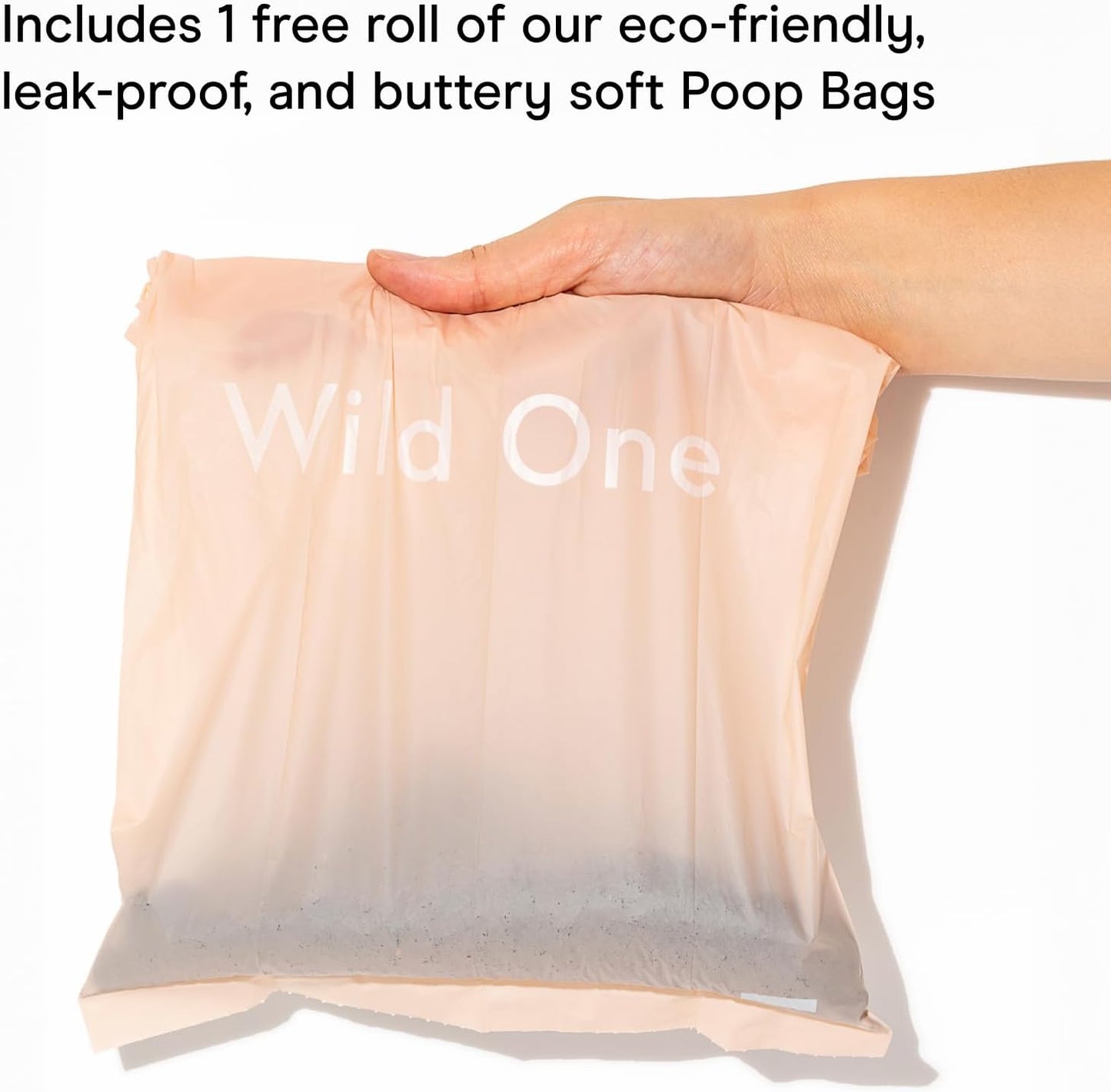 Dog Poop Bag Holder and Dispenser with Leash Attachment, Leak Proof, Easy Twist Top for Refills, Includes 1 Roll Bags, Black