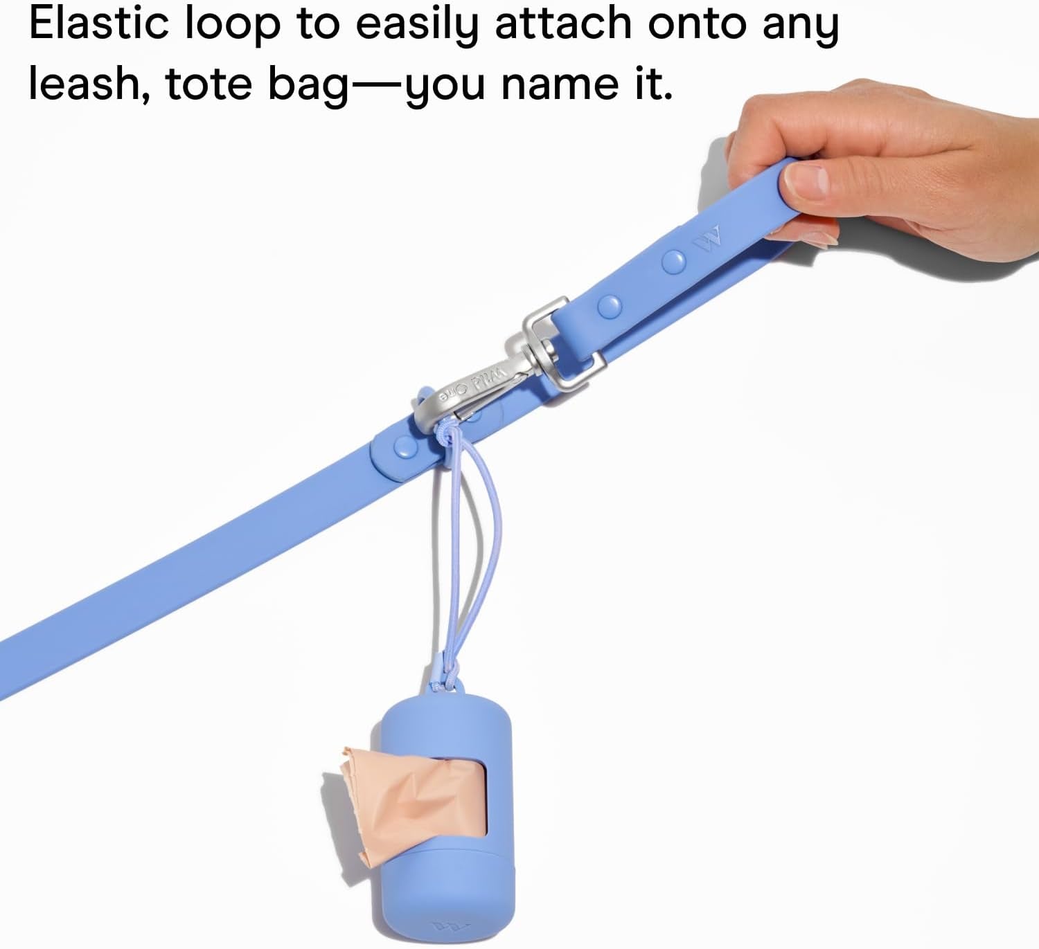 Dog Poop Bag Holder and Dispenser with Leash Attachment, Leak Proof, Easy Twist Top for Refills, Includes 1 Roll Bags, Black