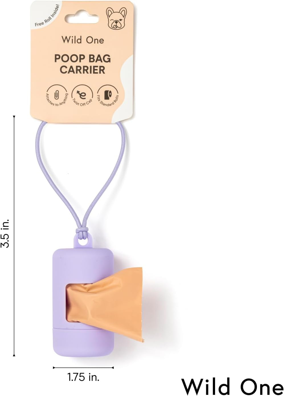 Dog Poop Bag Holder and Dispenser with Leash Attachment, Leak Proof, Easy Twist Top for Refills, Includes 1 Roll Bags, Black