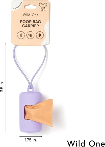 Dog Poop Bag Holder and Dispenser with Leash Attachment, Leak Proof, Easy Twist Top for Refills, Includes 1 Roll Bags, Black